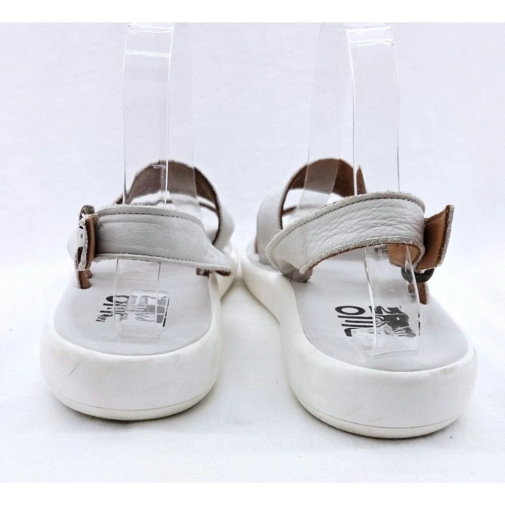 Bueno White Leather Slingback Sandals Womens - Size 8